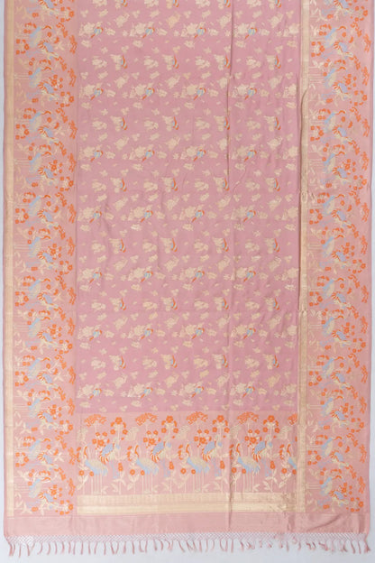 Banarasi Silk Meenakari And Kadwa Butta Baby Pink Saree