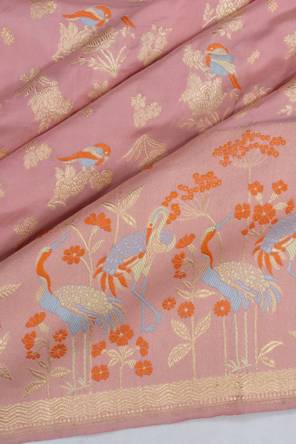 Banarasi Silk Meenakari And Kadwa Butta Baby Pink Saree