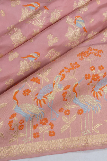 Banarasi Silk Meenakari And Kadwa Butta Baby Pink Saree