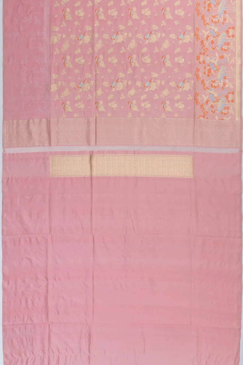 Banarasi Silk Meenakari And Kadwa Butta Baby Pink Saree