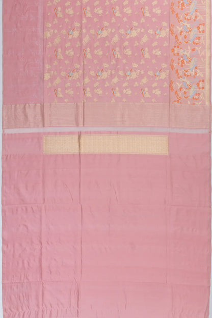 Banarasi Silk Meenakari And Kadwa Butta Baby Pink Saree