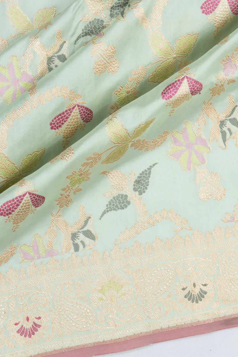 Banarasi Silk Meenakari Kadwa Jaal Pastel Blue Saree