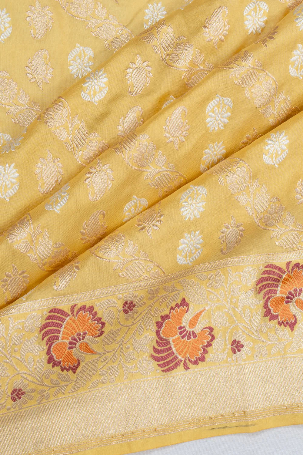 Banarasi Silk Kadwa Brocade Yellow Saree