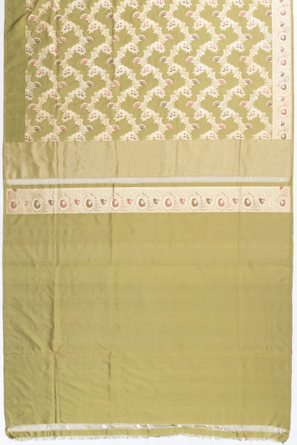 Banarasi Silk Kadwa Jaal Mehendi Green Saree