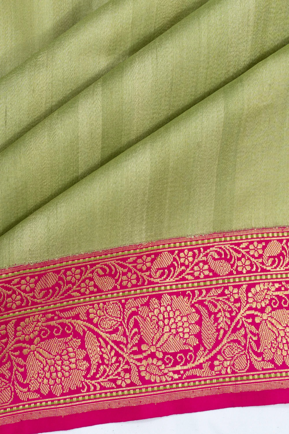 Banarasi Tussar Plain Pista Green Saree