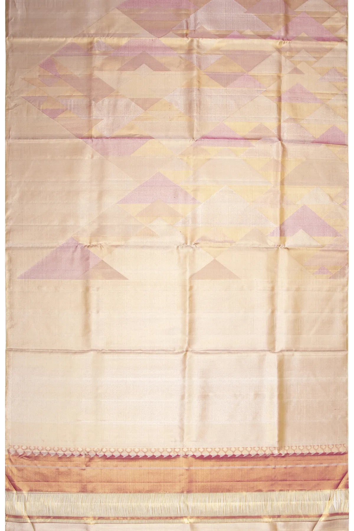 Kanchipuram Silk Tissue Geometrical Brocade Pink Saree