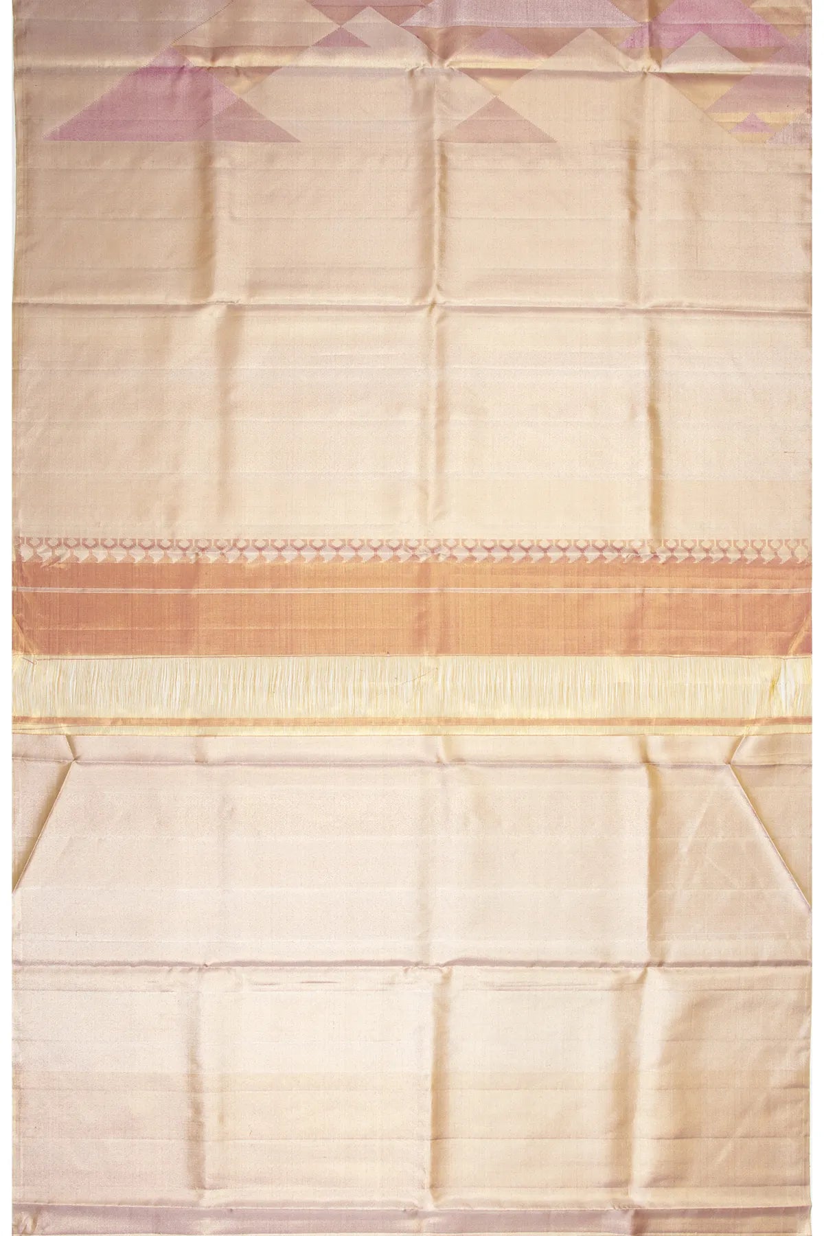 Kanchipuram Silk Tissue Geometrical Brocade Pink Saree