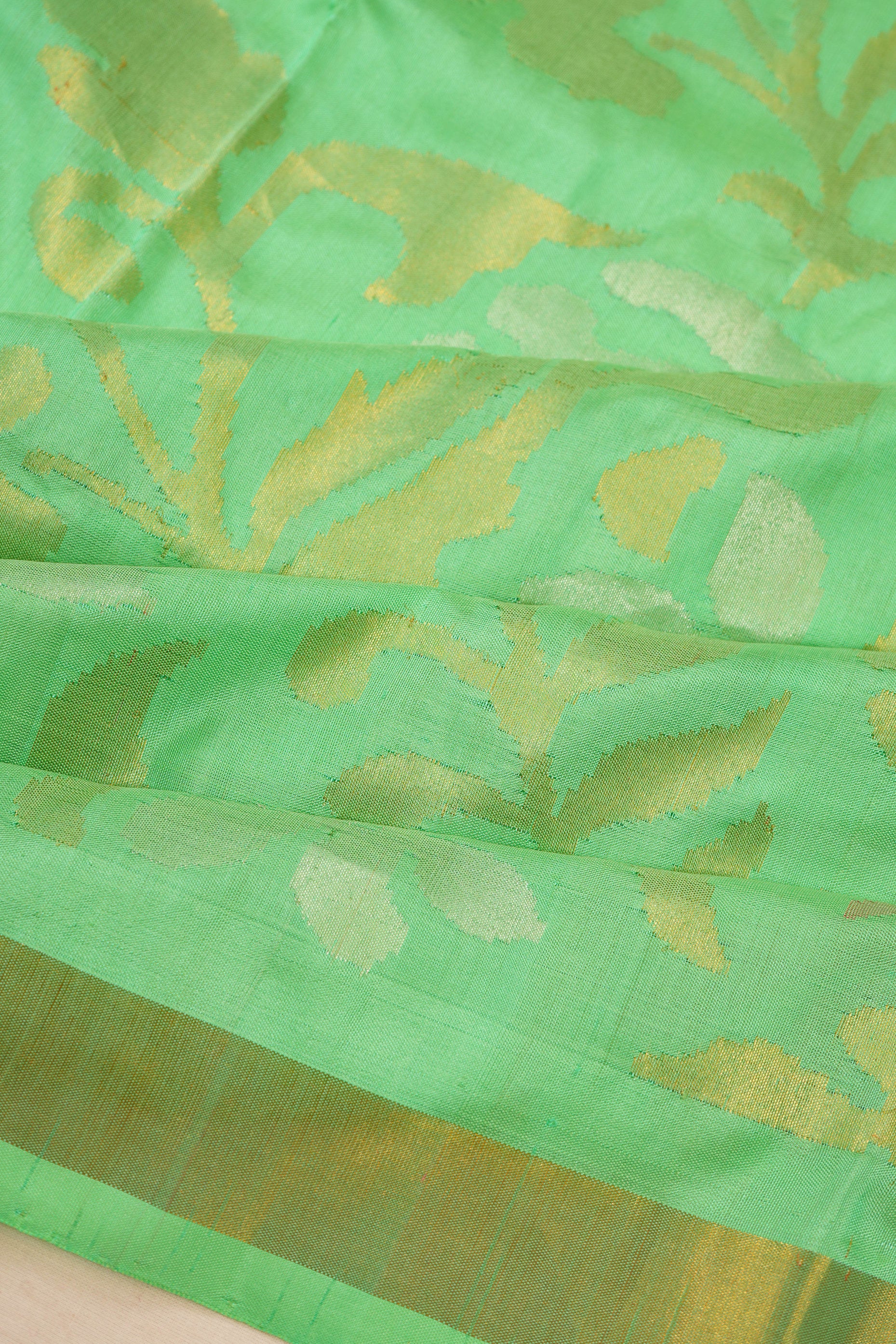 Uppada Silk All Over Jamdani Sea Green Saree