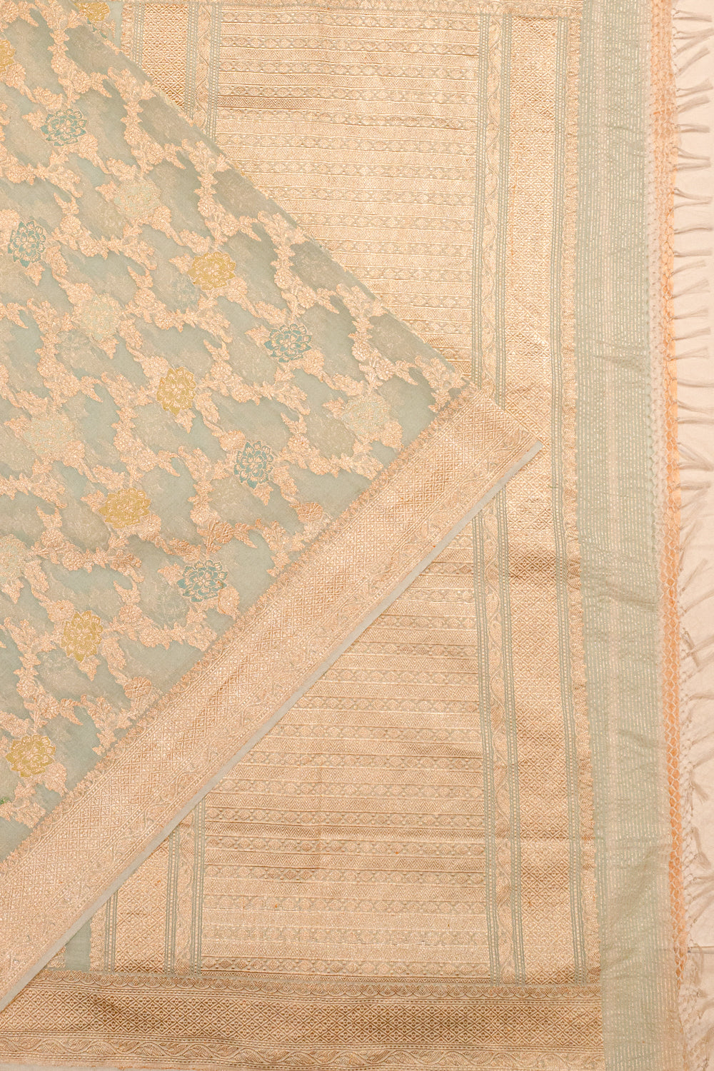 Banarasi Kora Organza Jaal Pastel Grey Saree