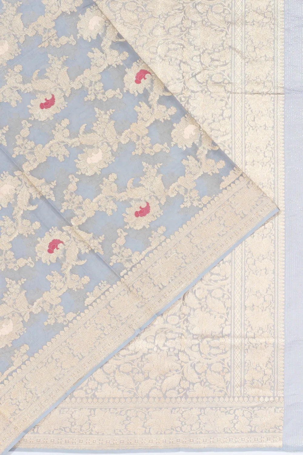 Banarasi Kora Organza Jaal Powder Blue Saree