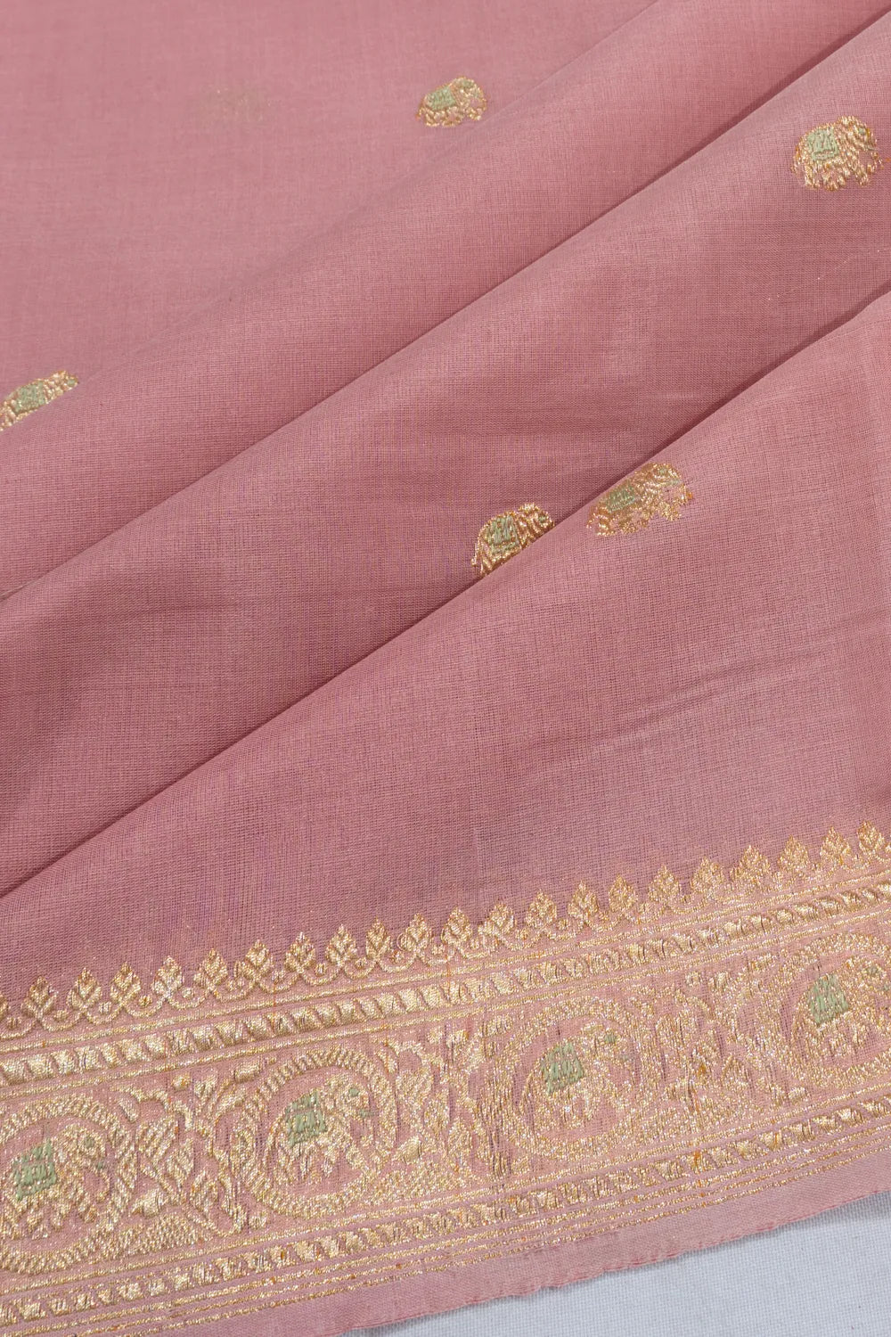Banarasi Cotton Butta Baby Pink Saree