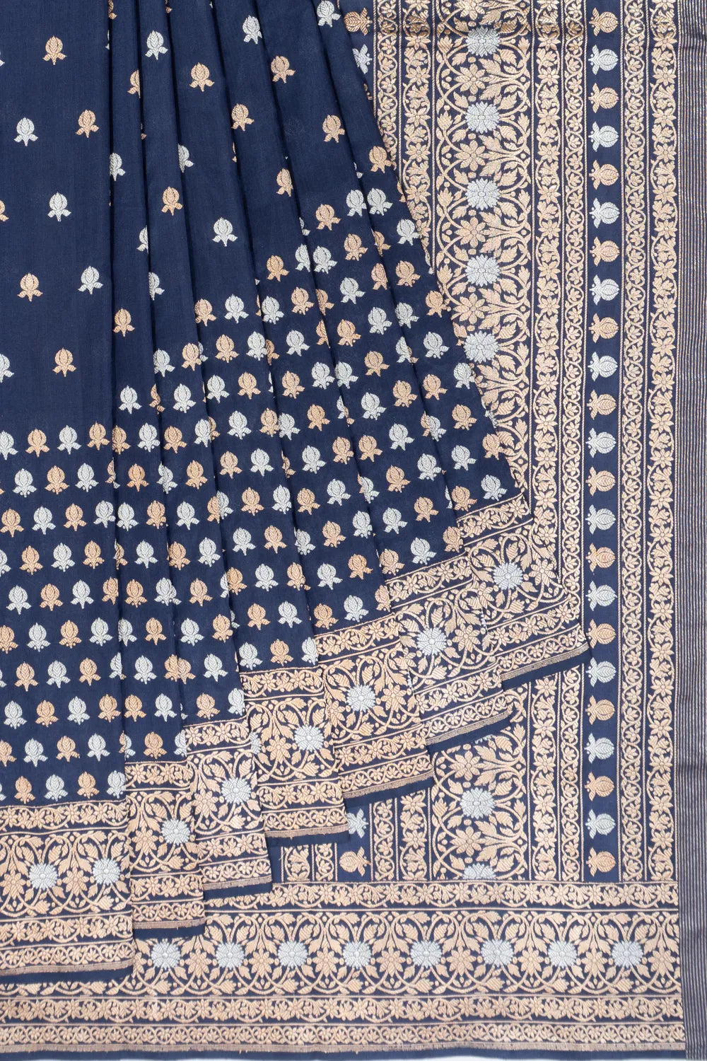 Banarasi Silk Butta Dark Blue Saree