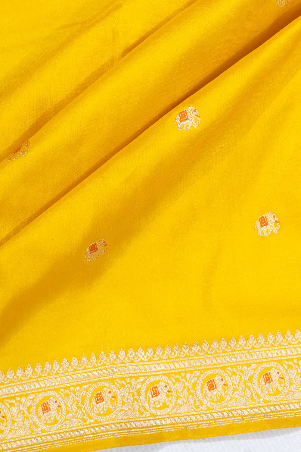 Banarasi Silk Butta Yellow Saree