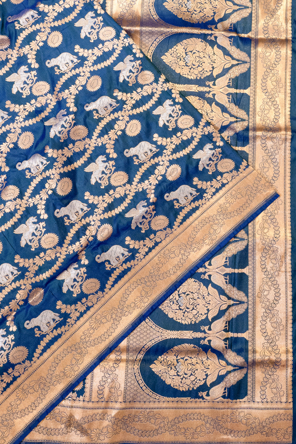 Banarasi Silk Brocade Royal Blue Saree