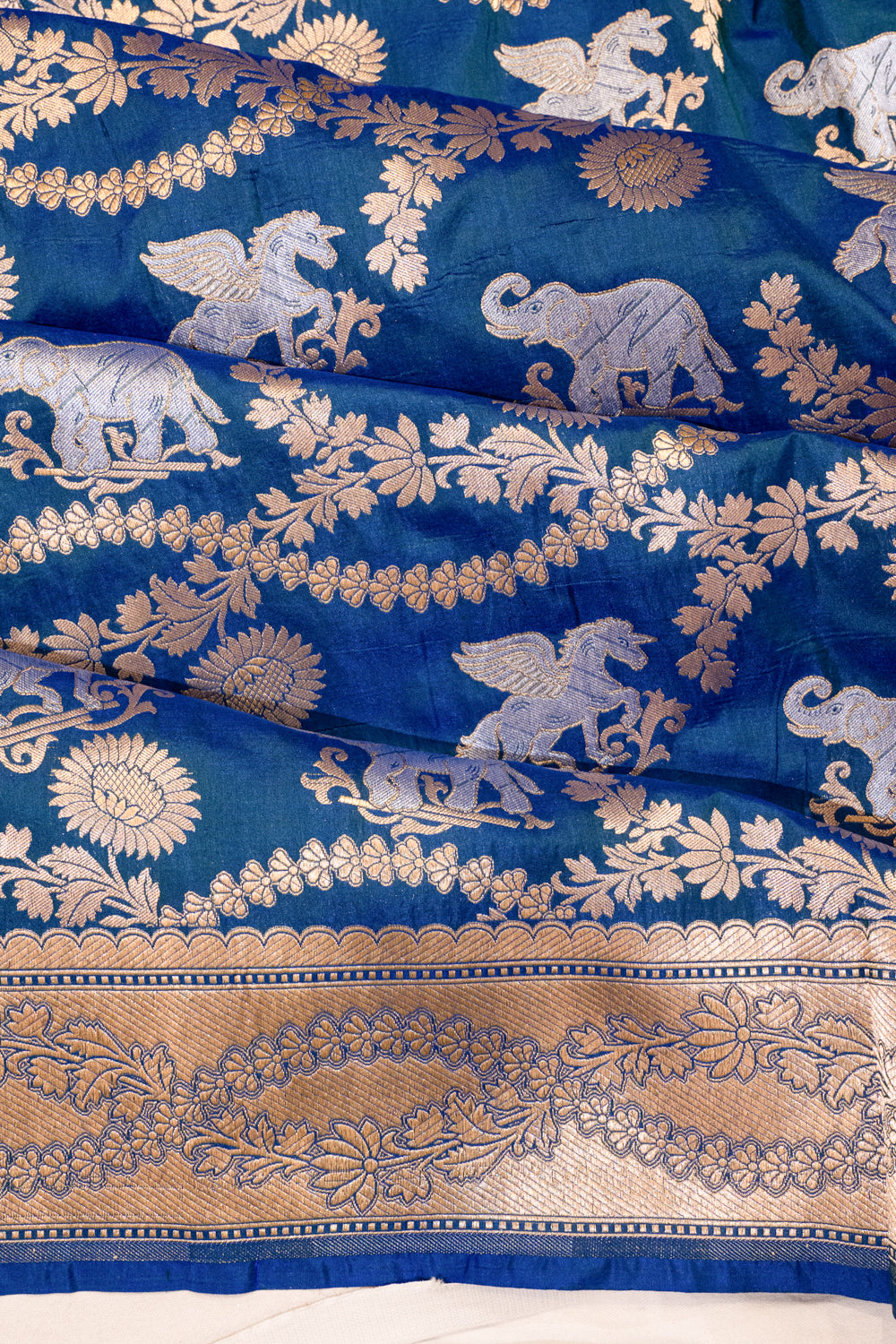 Banarasi Silk Brocade Royal Blue Saree
