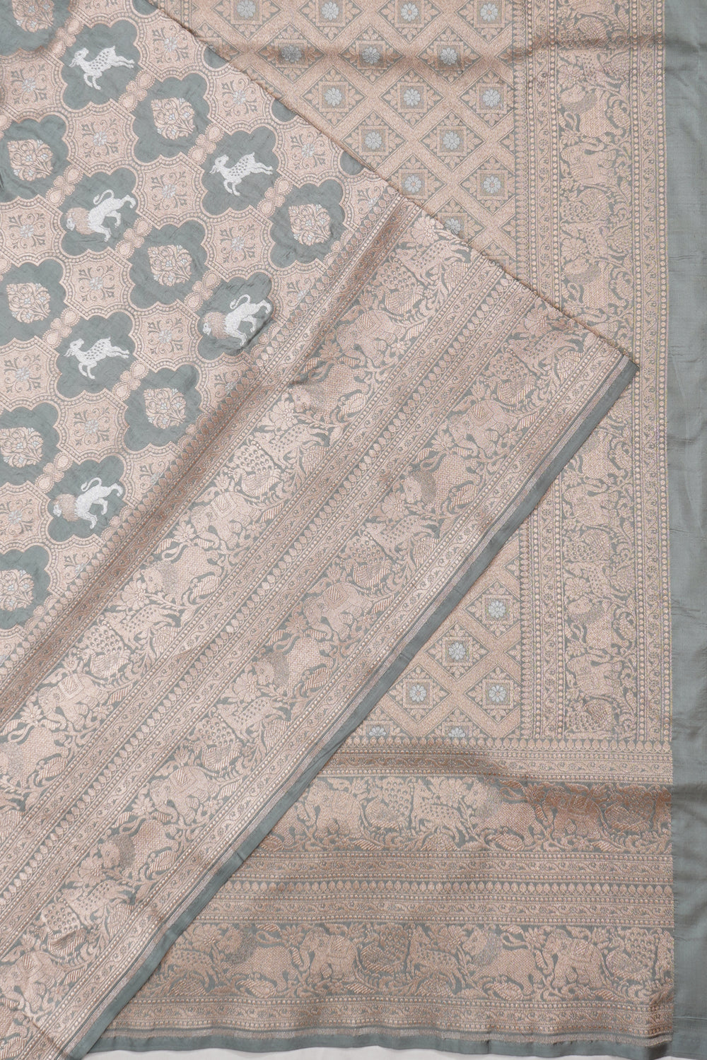 Banarasi Silk Brocade Grey Saree