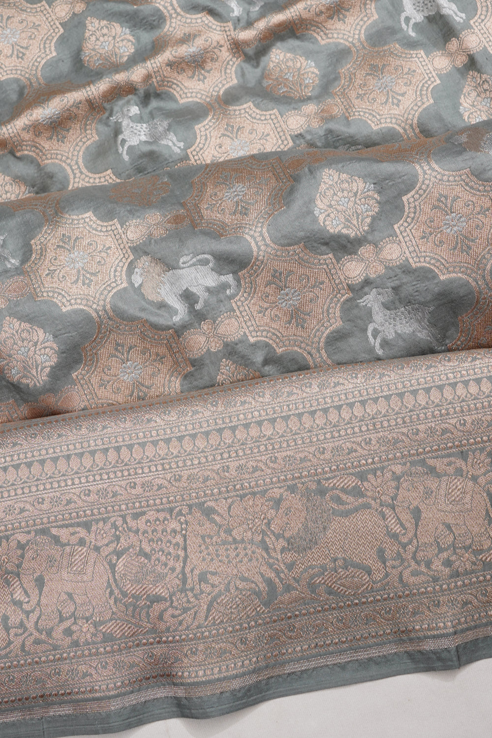 Banarasi Silk Brocade Grey Saree