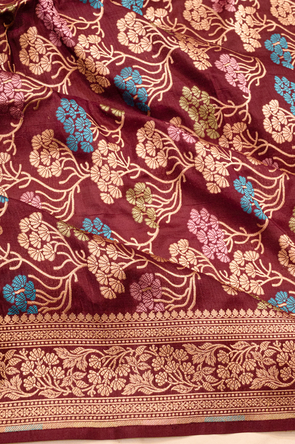 Banarasi Silk Brocade Maroon Saree