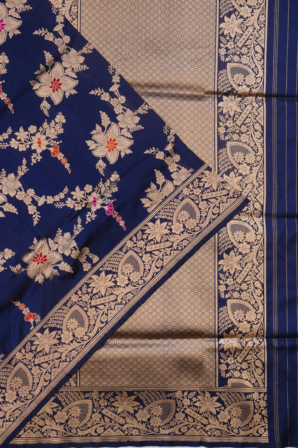 Banarasi Silk Jaal Navy Blue Saree