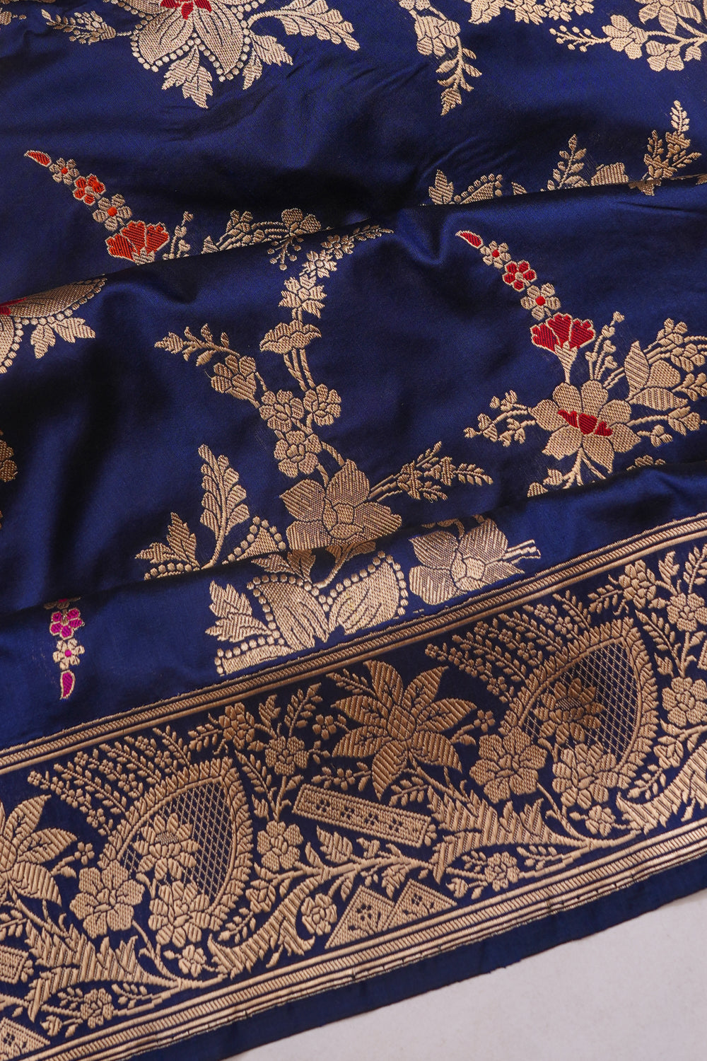 Banarasi Silk Jaal Navy Blue Saree