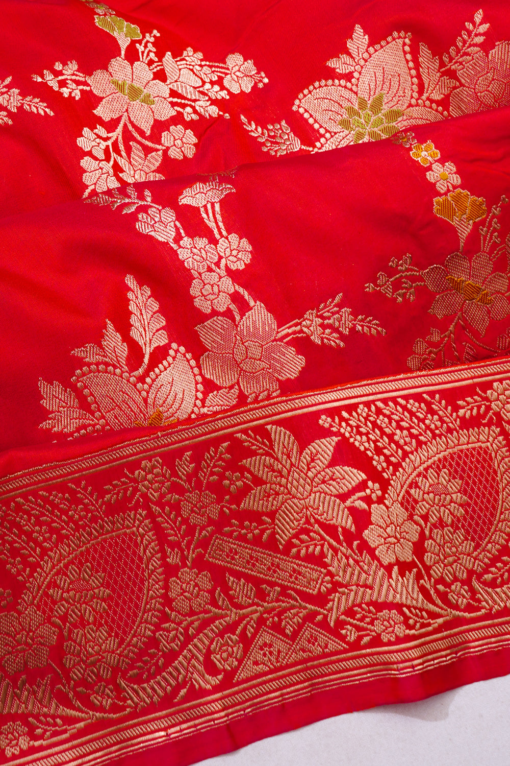 Banarasi Silk Jaal Red Saree