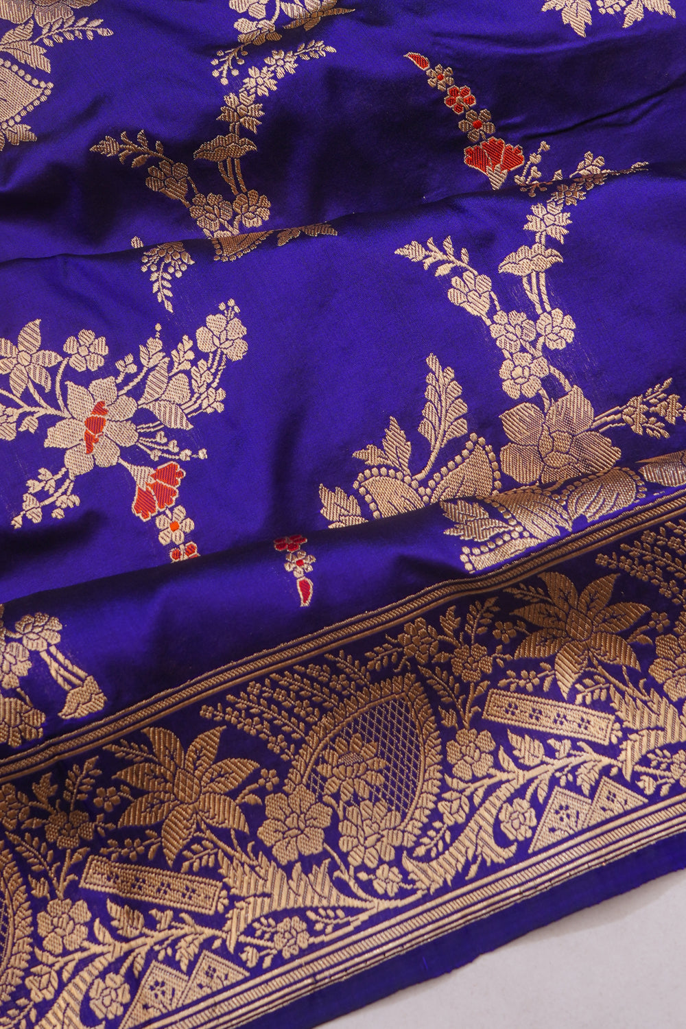 Banarasi Silk Jaal Royal Blue Saree