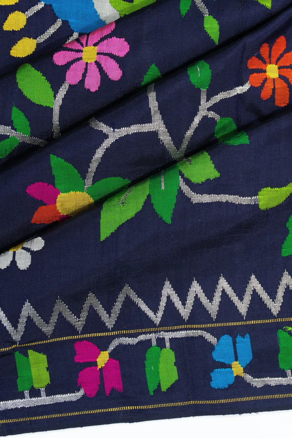 Paithani Silk All Over Jaal Dark Blue Saree