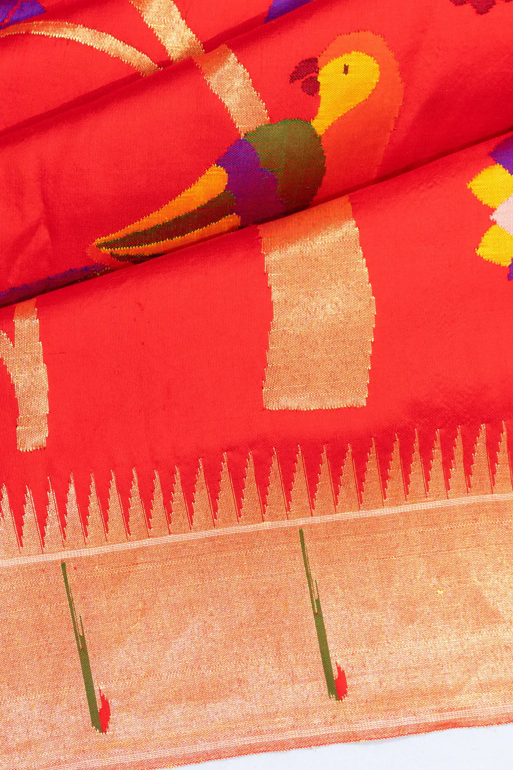 Paithani Silk Butta Red Saree