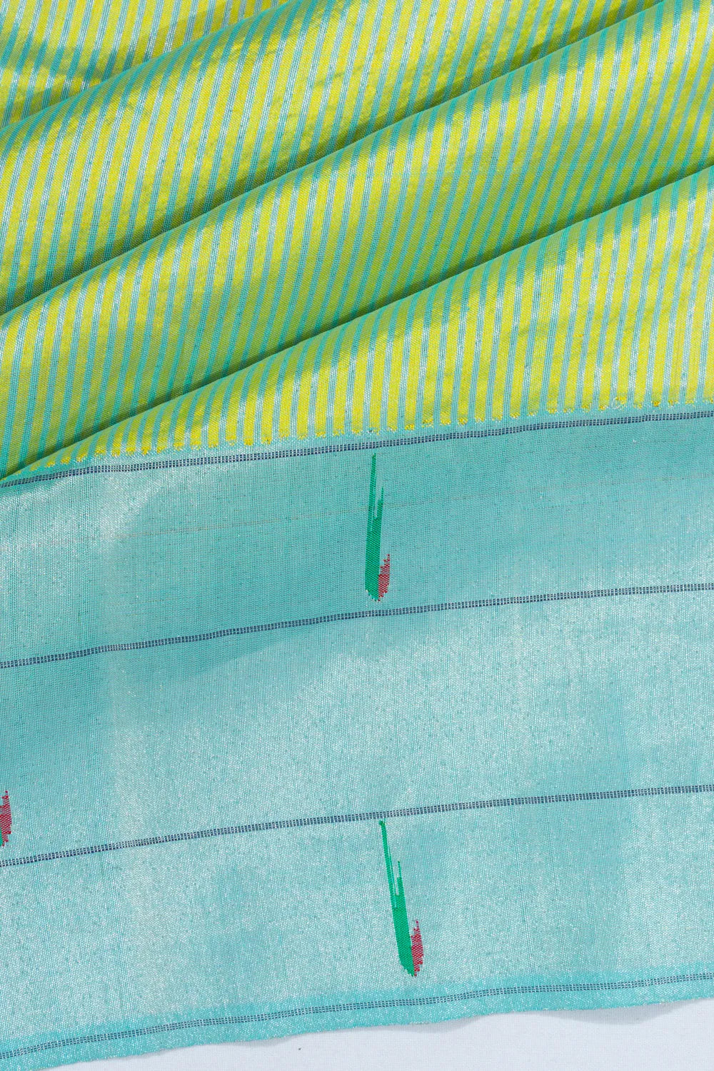 Paithani Silk Vertical Lines Sky Blue Saree With Triple Muniya Border