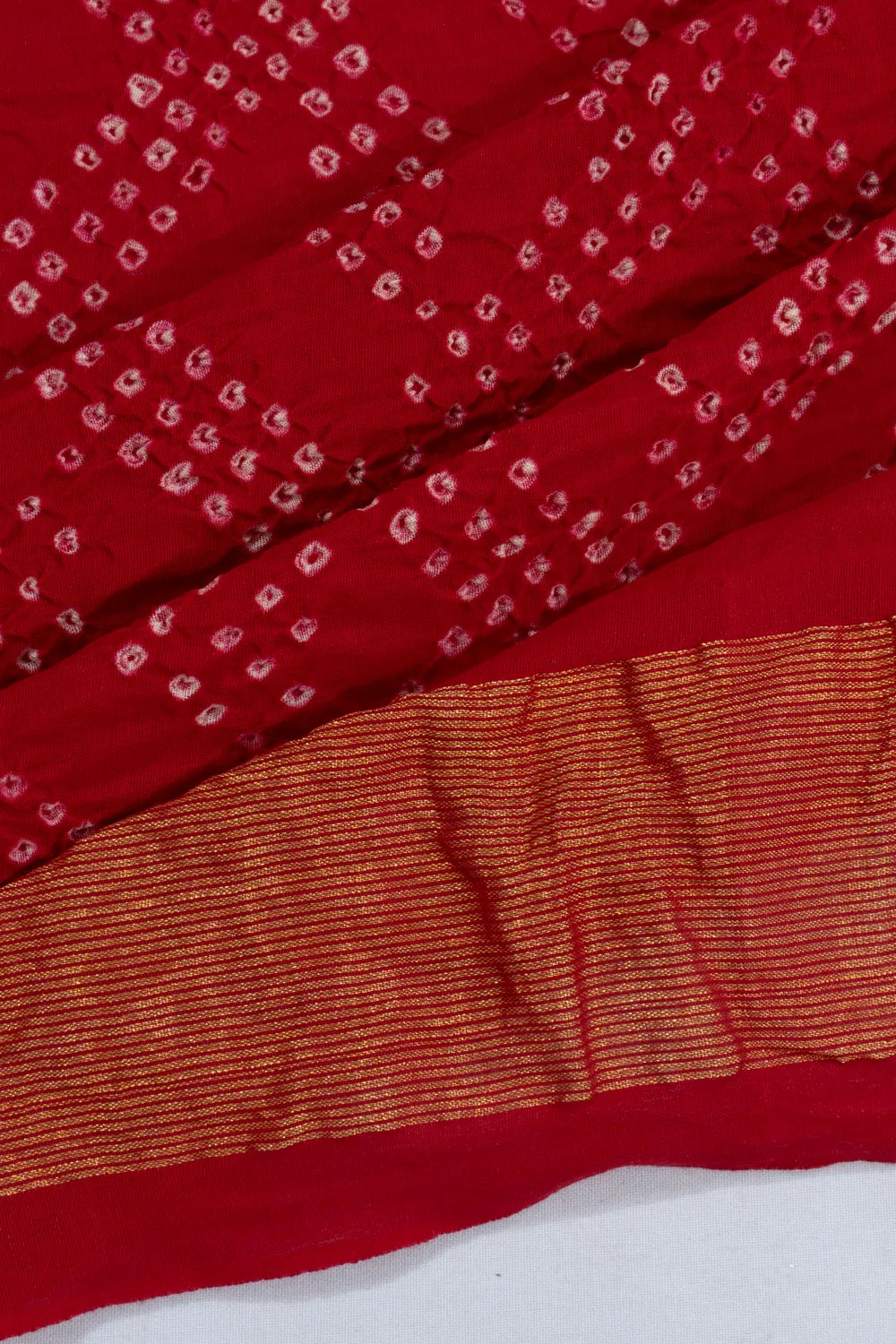 Paithani Silk Bandhani Cotton Red Saree