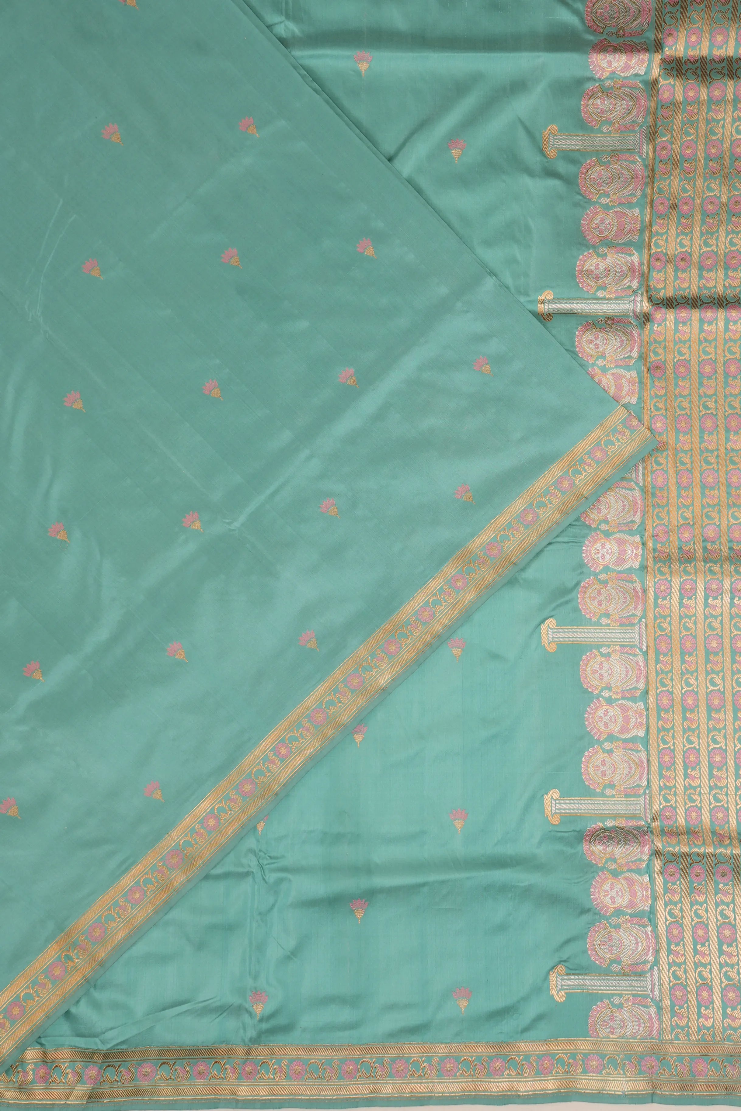 Banarasi Silk Butta Turquoise Blue Saree