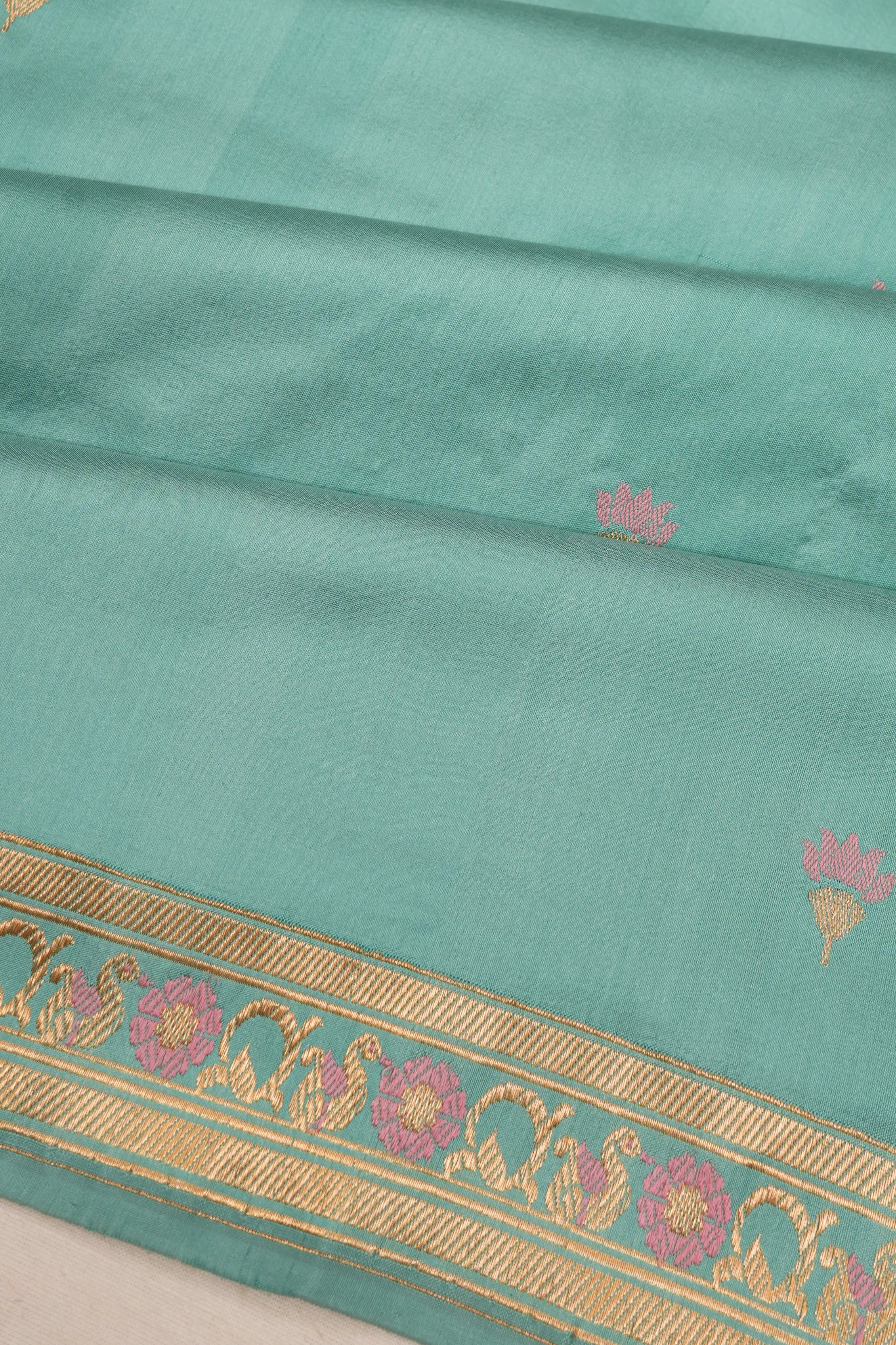 Banarasi Silk Butta Turquoise Blue Saree