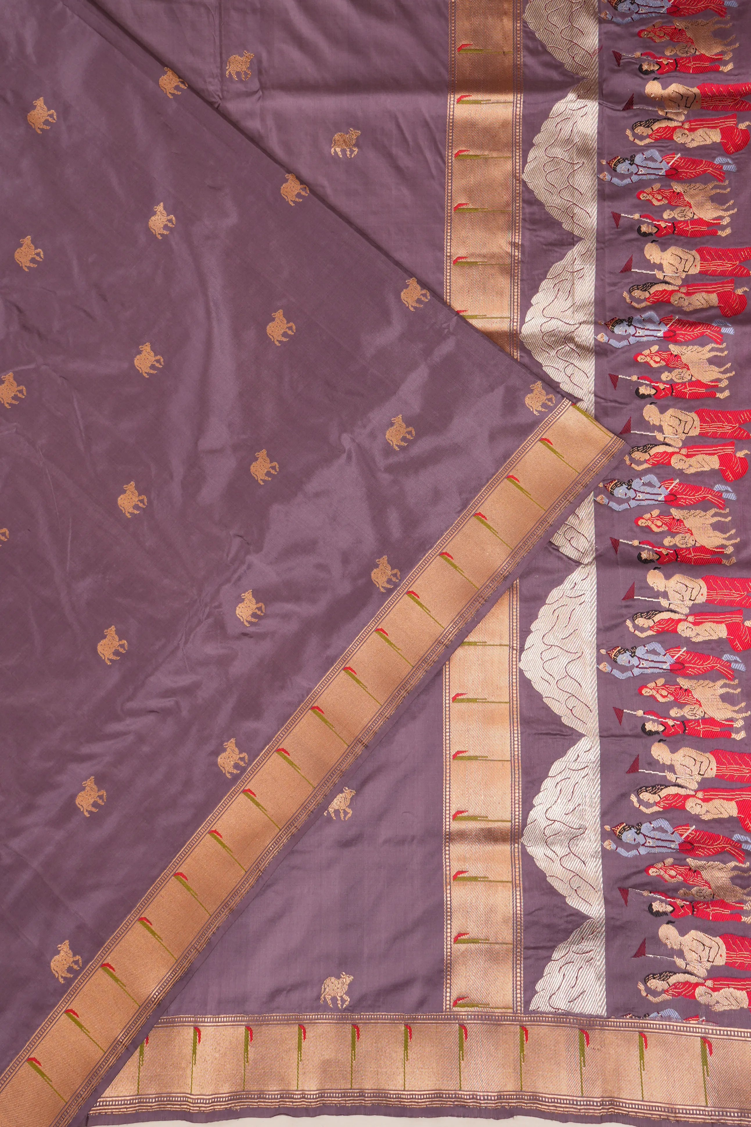 Banarasi Silk Pichwai Butta Lilac Saree