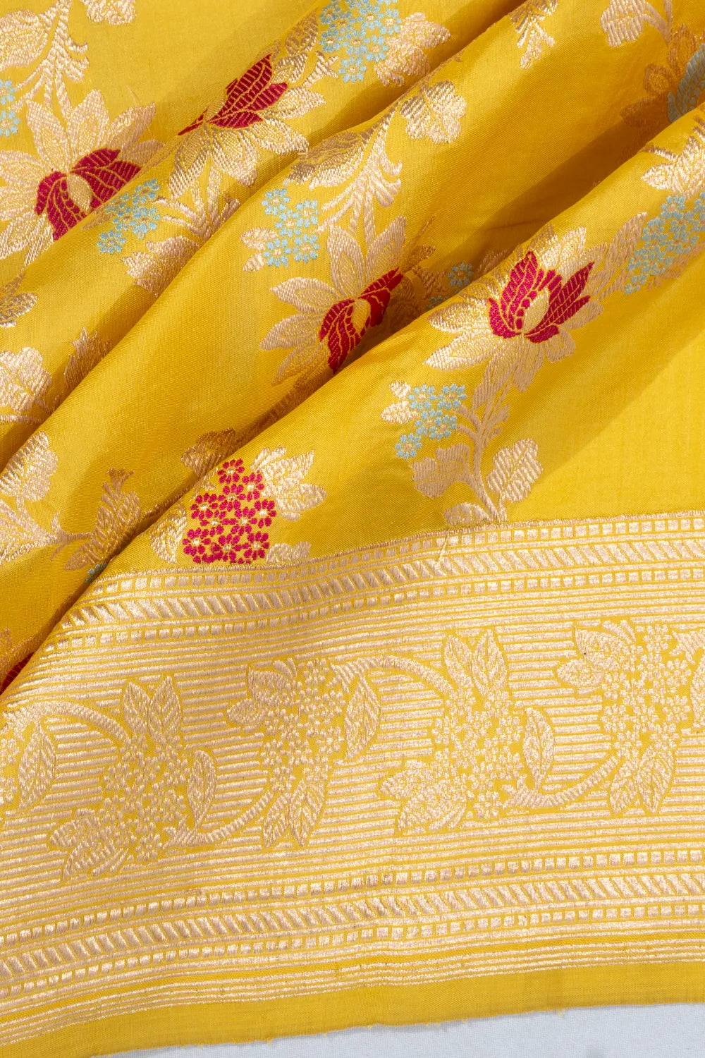 Banarasi Silk Jaal Yellow Saree