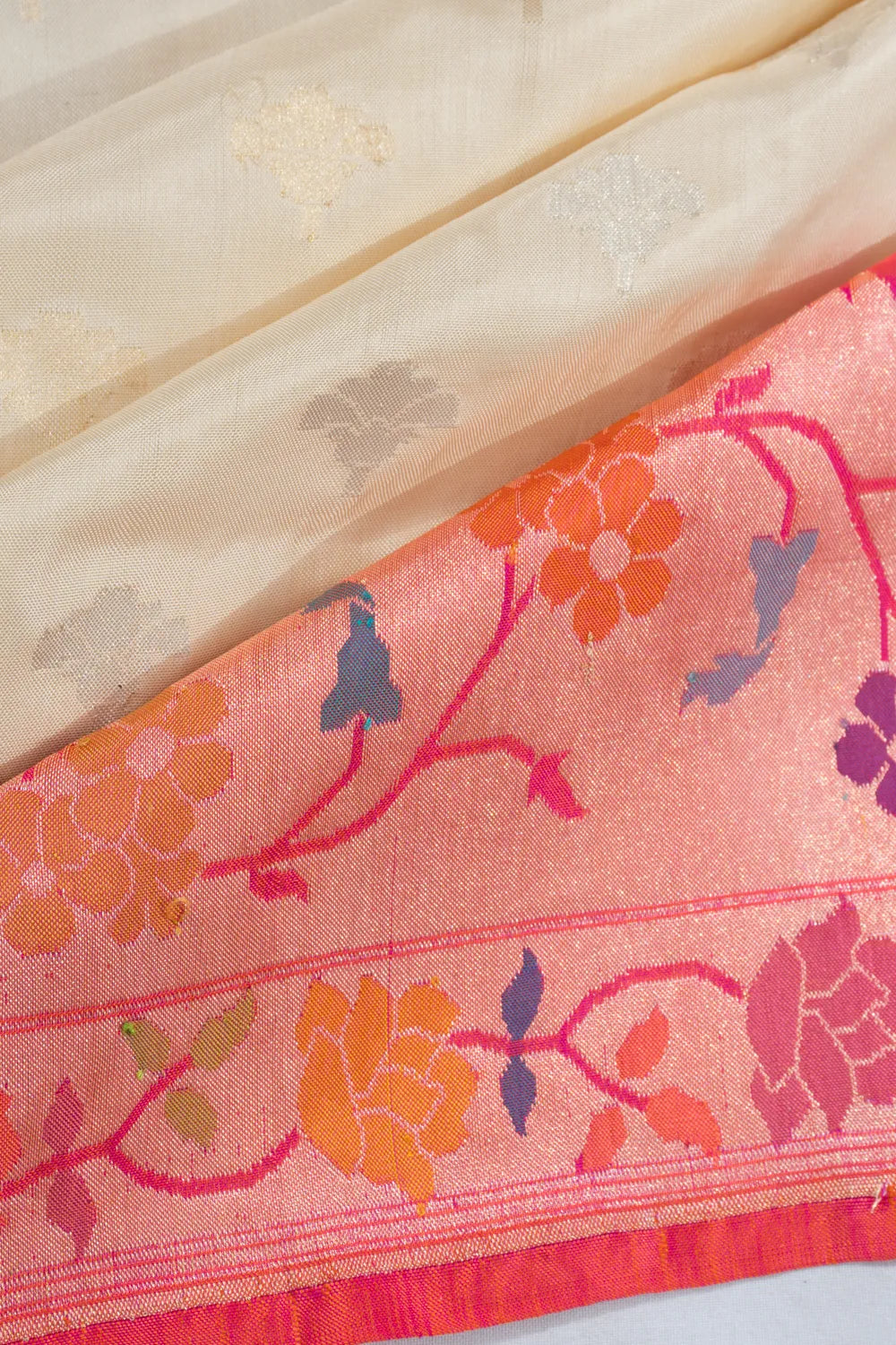 Banarasi Silk Butta Cream Saree