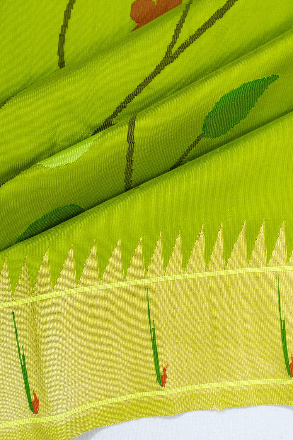 Paithani Silk All Over Jaal Green Saree