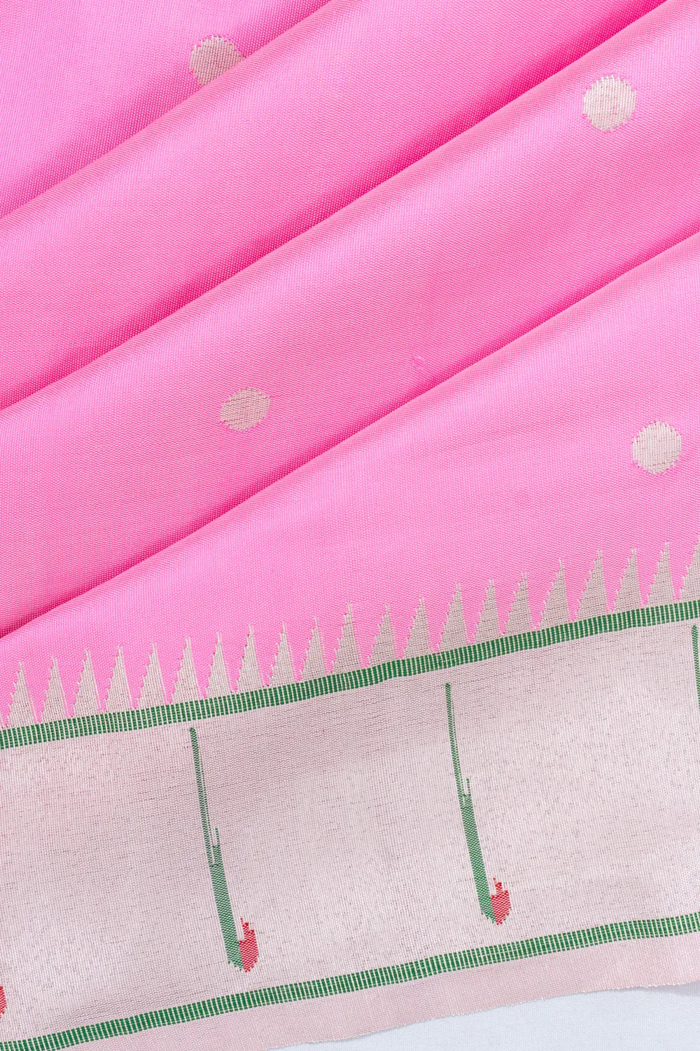 Paithani Silk Butta Pink Saree With Single Muniya Broder