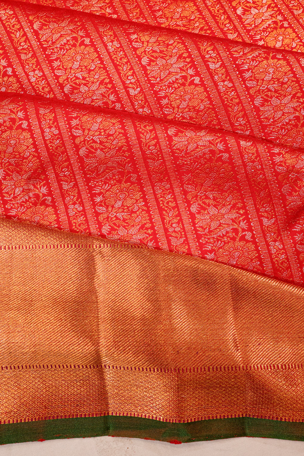 Kanchipuram Silk Brocade Red Saree