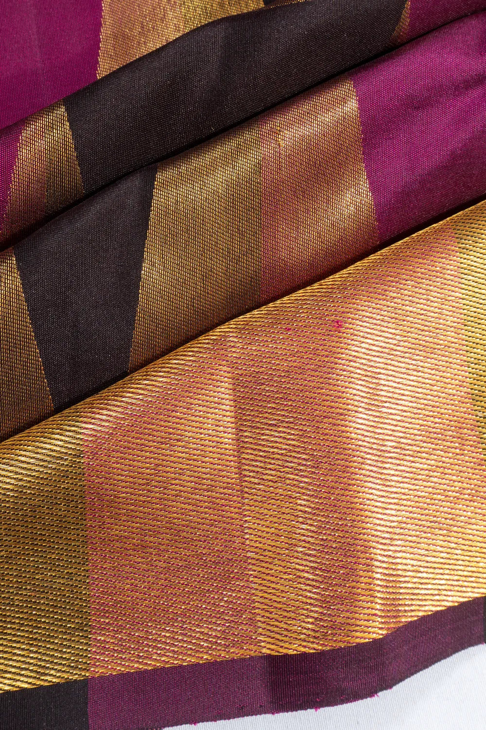 Kanchipuram Silk Geometrical Brocade Black And Purple Saree