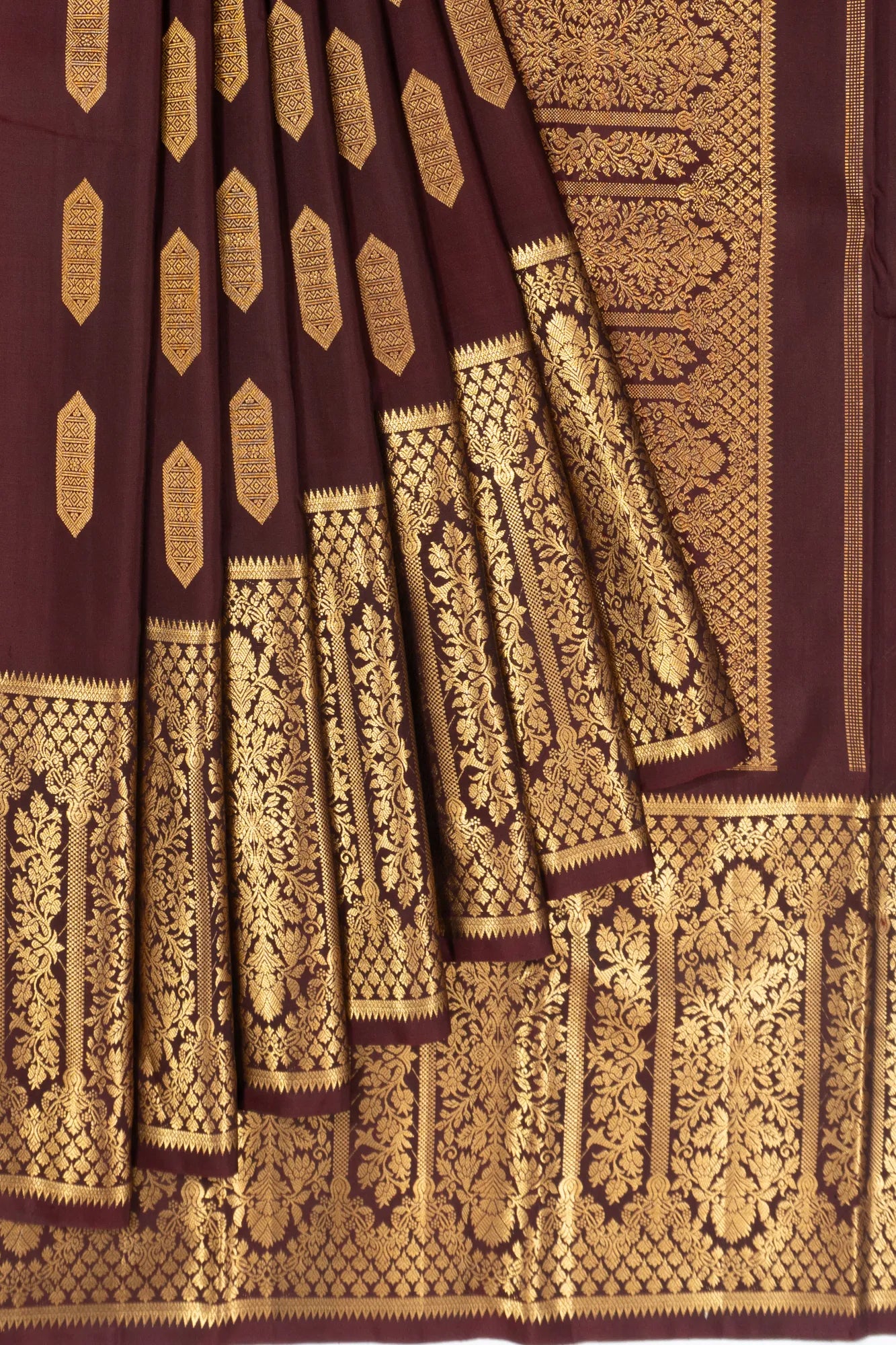 Kanchipuram Silk Butta Brown Saree