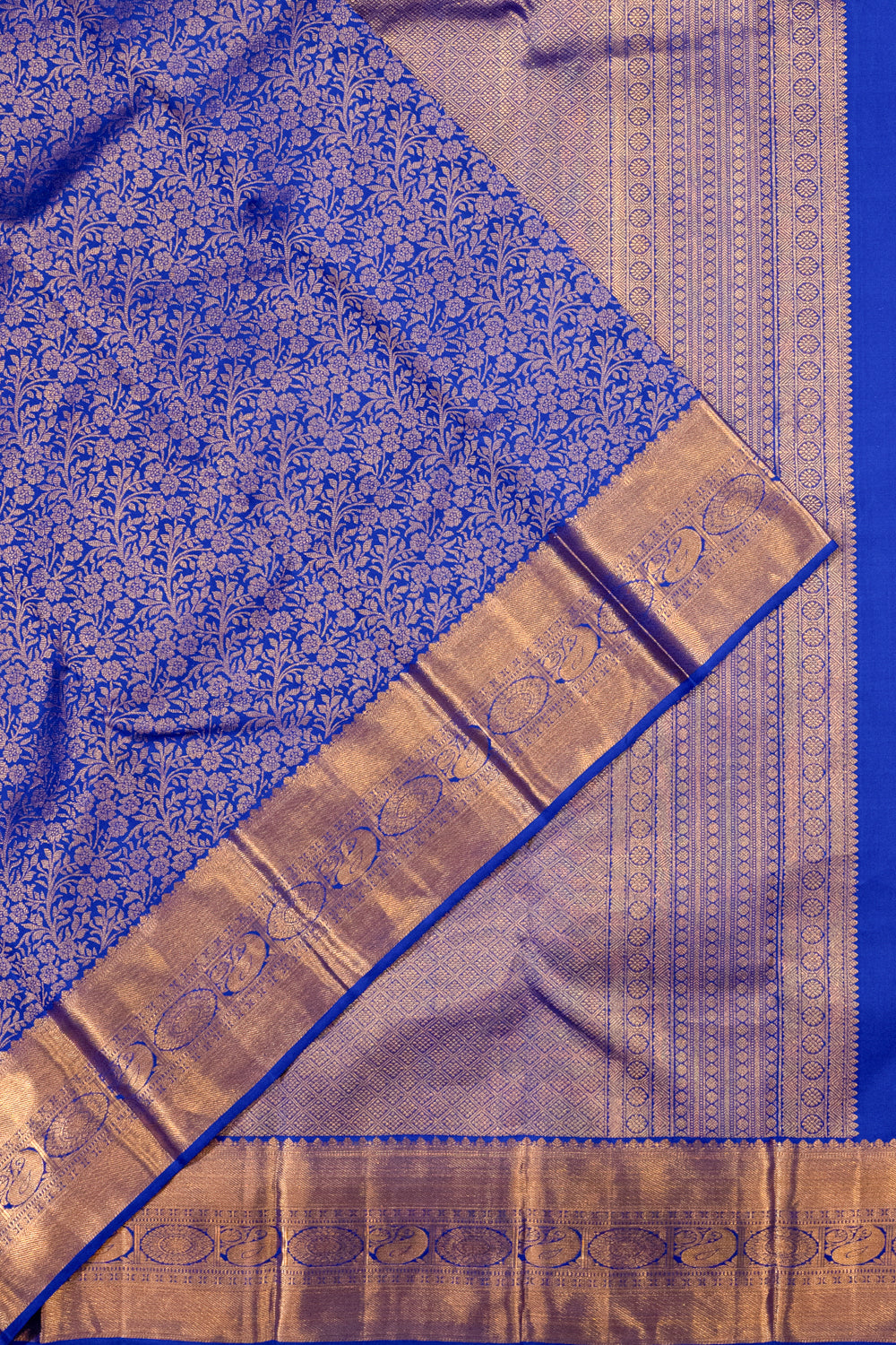 Kanchipuram Silk Brocade Royal Blue Saree