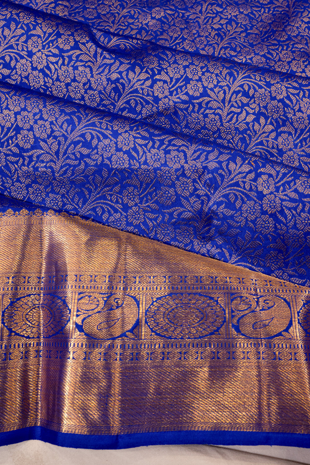 Kanchipuram Silk Brocade Royal Blue Saree