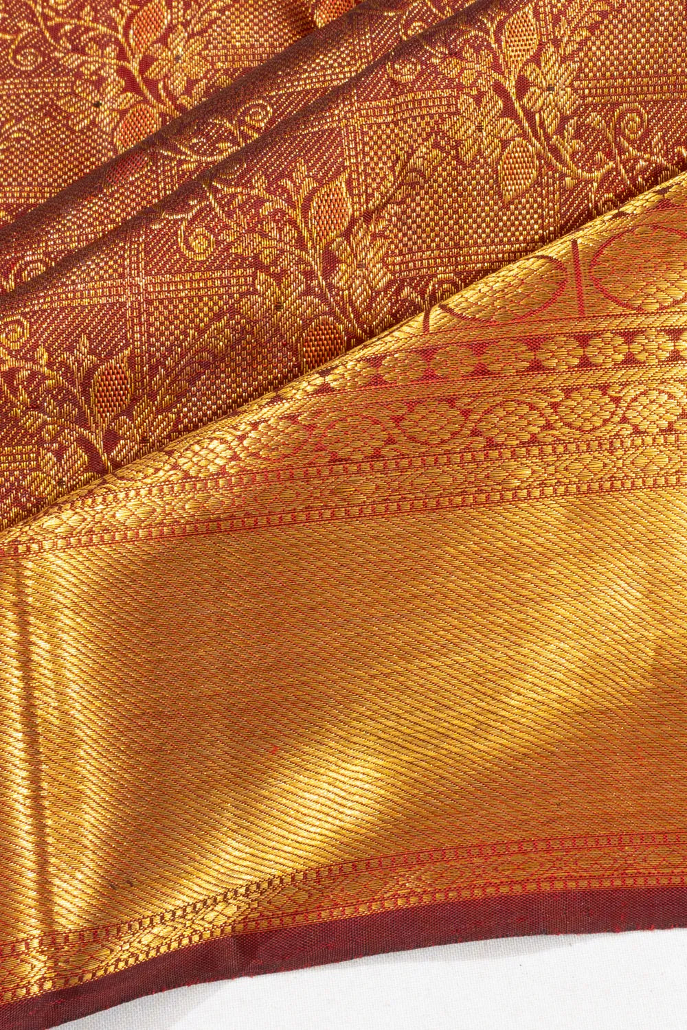 Kanchipuram Silk Brocade Maroon Saree
