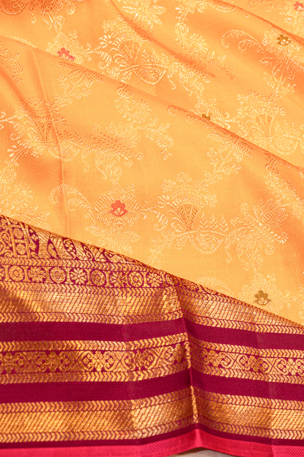 Kanchipuram Silk Brocade Yellow Saree