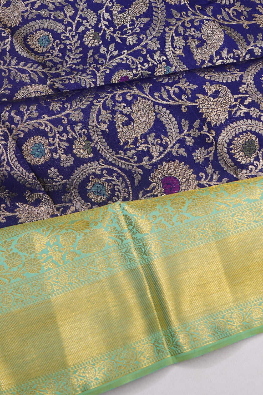 Kanchipuram Silk Brocade Blue Saree