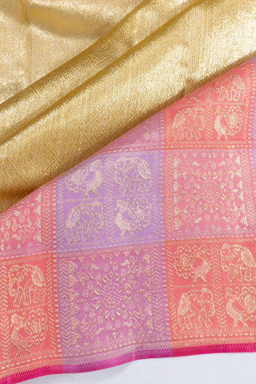 Kanchipuram Silk Tissue Brocade Gold Saree