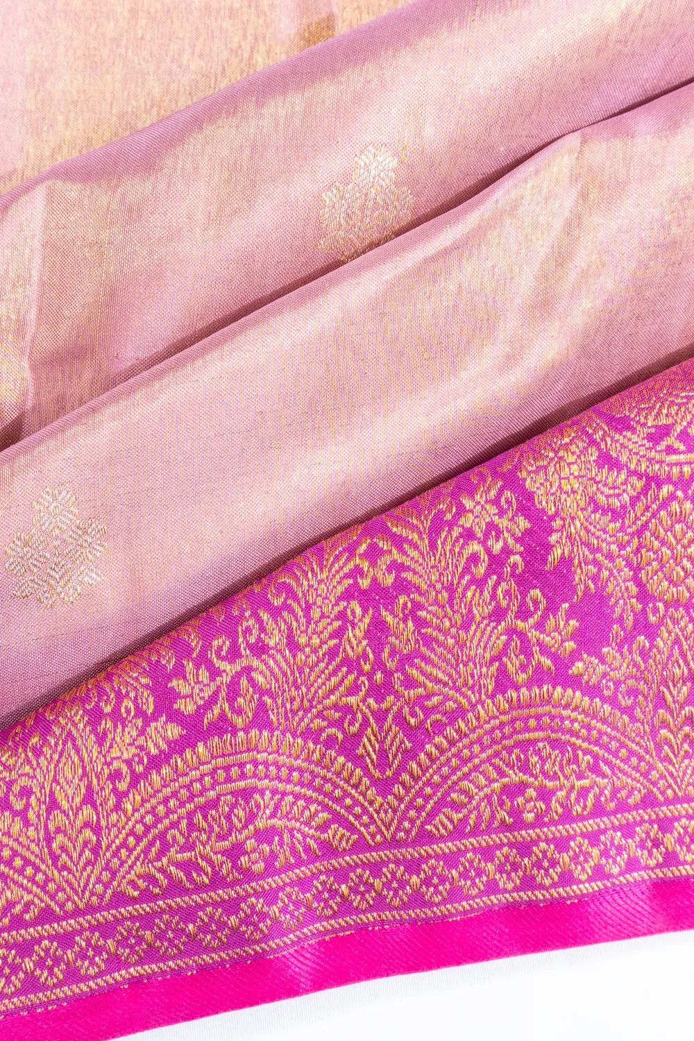 Kanchipuram Silk Tissue Butta Peach Saree