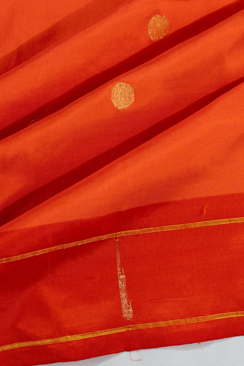 Paithani Silk Butta Orange Saree With Single Muniya Border