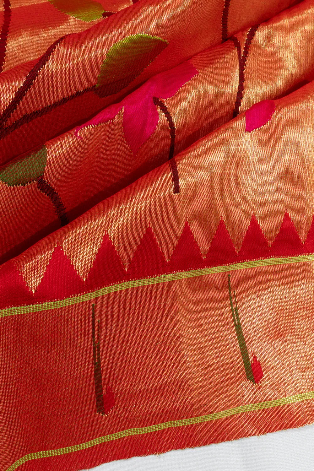 Paithani Silk Tissue All Over Jaal Gold Saree
