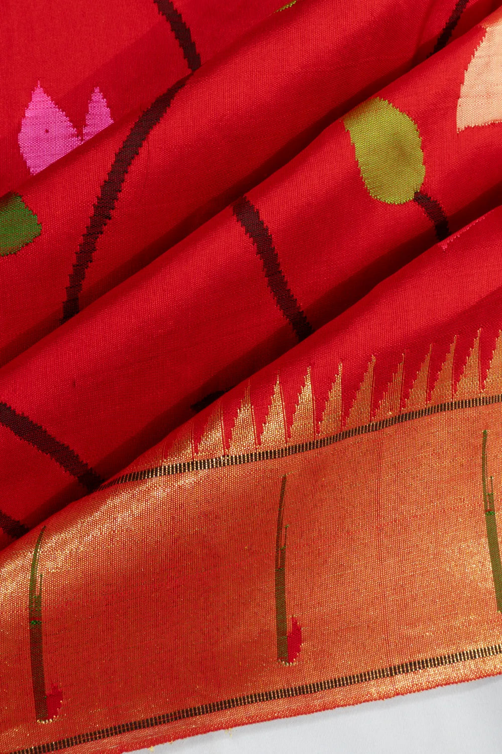 Paithani Silk All Over Jaal Red Saree